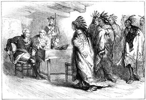Pontiacin ja intiaanien vierailu majuri Gladwinin luona, 1763 c1880.