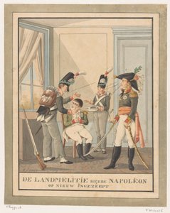 Napoleon on ajeltu Landmeliitit ovat saippuoineet Napoleonin taas (otsikko esineessä) tekijältä Wijnand Esser