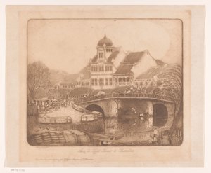 Aan de Kali Besar te Batavia (alkuperäinen nimi esineessä) tekijältä Wijnand Otto Jan Nieuwenkamp (signed by artist)
