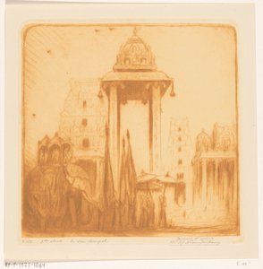 Temppelin sisäpiha Brittiläisessä Intiassa Temppelissä (alkuperäinen nimi) tekijältä Wijnand Otto Jan Nieuwenkamp (signed by artist)