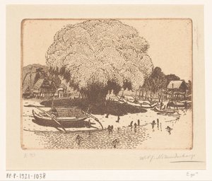 Näkymä Loloan Baratista Balilla Kalastajakylä (alkuperäinen nimi) tekijältä Wijnand Otto Jan Nieuwenkamp (signed by artist)