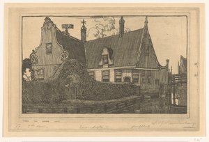 Puutalo veden päällä Zaandijkissa Talo Zaandijkissa (alkuperäinen nimi) tekijältä Wijnand Otto Jan Nieuwenkamp (signed by artist)