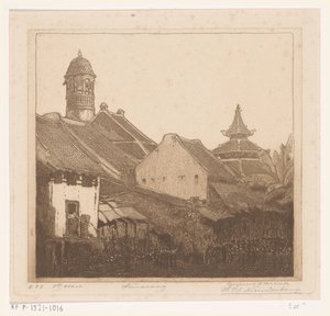 Taloja veden päällä Semarangissa In Semarang (alkuperäinen nimi) tekijältä Wijnand Otto Jan Nieuwenkamp (signed by artist)