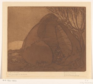 Kuoleman vakoilee mies ja nainen The Couple and Death (alkuperäinen nimi) tekijältä Wijnand Otto Jan Nieuwenkamp (signed by artist)