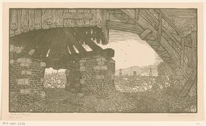 Jauhomyllyn pohjaosa Bruggessa Tuulimylly Bruggessa (alkuperäinen nimi) tekijältä Wijnand Otto Jan Nieuwenkamp (signed by artist)