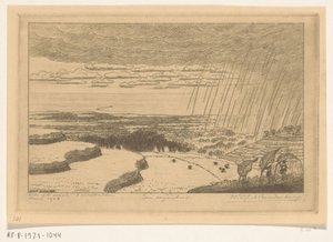 Sademäärä riisipeltojen yli Gitgitissä Balilla A Rainstorm (alkuperäinen nimi) tekijältä Wijnand Otto Jan Nieuwenkamp (signed by artist)