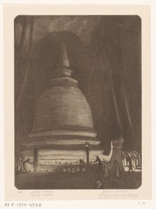 Stupa Kandyssa Sri Lankassa yöllä Silent Night, Kandij, Ceylon (alkuperäinen nimi)