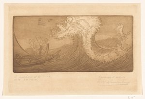 Kalastajat merellä ja kuolema Matkustaja ja kuolema (alkuperäinen nimi) Le Pecheur et la Mort (otsikko esineessä) tekijältä Wijnand Otto Jan Nieuwenkamp (signed by artist)