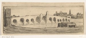 Romeinse brug Guadalquivirin yllä Cordobassa Brug te Cordova (alkuperäinen nimi) tekijältä Wijnand Otto Jan Nieuwenkamp