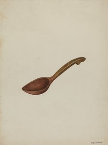 Soikea puinen lusikka, n. 1937. tekijältä Wilbur M Rice