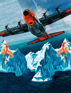 Lockheed Hercules partioi jäävuoria rannikkovartioston puolesta.