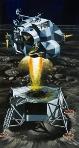 Miten kuuhun laskeutujasta tulee raketti, jolla astronautit voidaan räjäyttää pois kuun pinnalta. tekijältä Wilf (20th century) Hardy