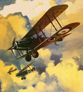Kuninkaallisen lentoyksikön miehiä torjumassa saksalaisen kelluvan laivaston aiheuttamaa uhkaa. tekijältä Wilf (20th century) Hardy