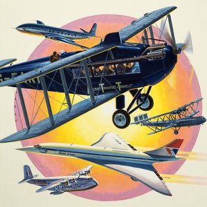 Matkustajakoneiden, mukaan lukien Concorde (guassia paperille). tekijältä Wilf (20th century) Hardy