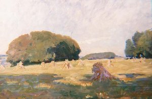 Heinäsuovat pellolla tekijältä Wilfred Gabriel de Glehn