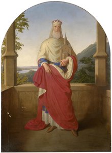 Bogdan Mandic, ou Frere Leopold dit Leopold de Castelnuovo - Saint Leopold devant le Danube et la montagne Leopoldsberg - Saint Leopold Tonava-näkymän edessä ja Leopoldsberg taustalla, kirjoittanut Rieder, Wilhelm August (1796-1880). Öljy kankaalle