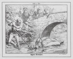 Baijerin herttuan Albert III:n rakastajattaren Agnes Bernauerin kuolema. tekijältä Wilhelm Camphausen