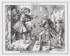 Franz von Sickingenin tervehdys Ulrich von Huttenille tekijältä Wilhelm Camphausen