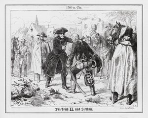 Fredrik Suuri ja kenraali Zieten Torgaun taistelun jälkeen.