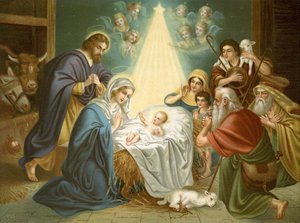 Syntymä (väri litho)