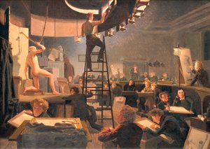 Life Class Kuninkaallisessa taideakatemiassa (Royal Academy of Fine Arts) tekijältä Wilhelm Ferdinand Bendz