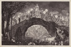 Taiteilija Peter von Corneliusta juhliva festivaali Malkastenparkissa, Düsseldorfissa, Saksassa (kaiverrus) tekijältä Wilhelm Gause