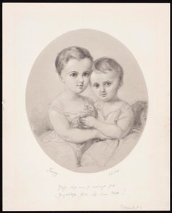 Tyttärentytär Fanny ja Cécile Hensel, noin 1860. tekijältä Wilhelm Hensel