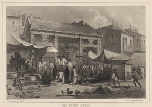 Fish Market Canton, 1855 tekijältä Wilhelm Joseph Heine
