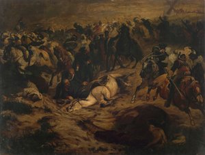 Blücher haavoittuu lähellä Lignyä tekijältä Wilhelm Lindenschmit der Jüngere