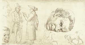 Toinen näytearkki stylografiassa munkinpäällä, hevosilla jne. tekijältä Wilhelm Marstrand