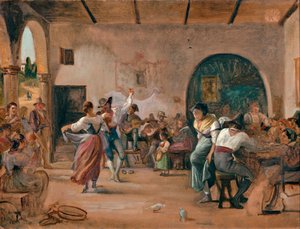 Tanssi Osteriassa, noin 1860 (öljy kortille). tekijältä Wilhelm Marstrand