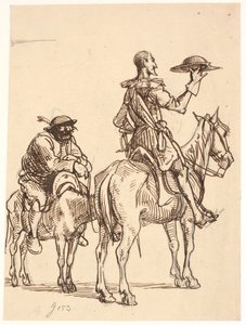 Don Quijote harkitsee kypärää tekijältä Wilhelm Marstrand