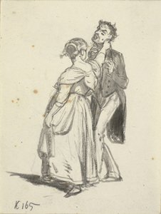Tyttö vetää miestä korvasta tekijältä Wilhelm Marstrand