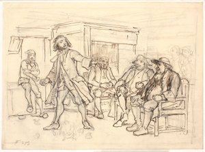 Erasmus Montanus keskustelee Per Degnin kanssa tekijältä Wilhelm Marstrand