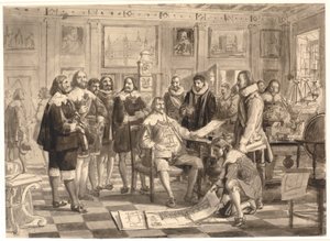 Pörssin suunnitelma esitetään Chr. 4. Rosenborgin yleisösalissa tekijältä Wilhelm Marstrand