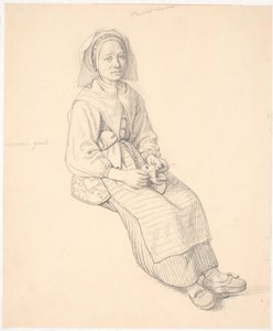 Dona sueca asseguda amb acabat de punt tekijältä Wilhelm Marstrand
