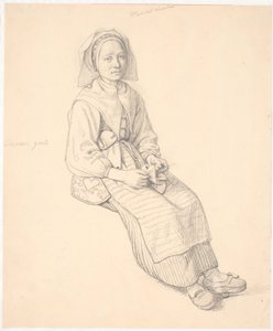 Dona sueca asseguda amb acabat de punt tekijältä Wilhelm Marstrand