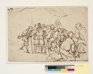 Luonnos maalaukselle Chr. 4.:n kappeli Roskildessa "Chr. 4. on the Trinity" tekijältä Wilhelm Marstrand