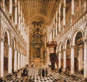 Antwerpenin jesuiittakirkon sisustus, 1668. tekijältä Wilhelm Schubert van Ehrenberg