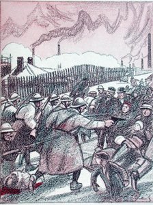 Ranskan armeijan tukahduttaminen Ruhrin miehityksen aikana, Simplicissimus, tammikuu 1924 (väri litho)