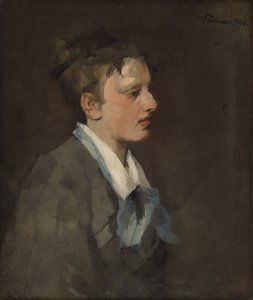 Brysselin nainen, jolla on sininen solmio tekijältä Wilhelm Trübner