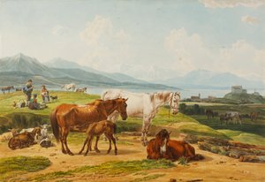 Kuva 14 Wilhelm Alexander Wolfgang von Kobell Alppijärvi ja laidun hevosineen tekijältä Wilhelm von Kobell