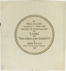 John Keatsin "Odes and Sonnets of John Keats" -teoksen nimiölehti. tekijältä Will Hicock Low