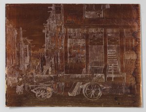 Amsterdamin vanha kaupunki autolla etualalla tekijältä Willem Adrianus Grondhout (signed by artist)