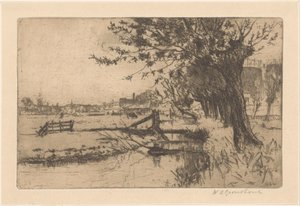 Oja kaupungin kaasutehtaalla Binckhorstissa Haagissa tekijältä Willem Adrianus Grondhout (signed by artist)