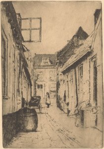 Katu Voorburgissa (alkuperäinen nimi esineessä) tekijältä Willem Adrianus Grondhout (signed by artist)