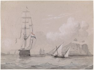Hollantilainen purjelaiva Gibraltarin rannikolla