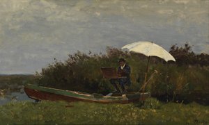 Taidemaalari Gabriel työskentelee veneessä, 1882