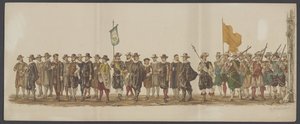 Delft-paraati 1862, seitsemäs ja kahdeksas ryhmä Delftin kuninkaallisen akatemian neljäs lustrum - Ao. 1862 - Costumed Optogt (sarjan nimi esineellä)