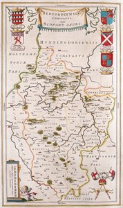 Bedford shire, Willem Blaeun teoksessa "Theatrum Orbis Terrarum, sive Atlas Novus", Amsterdam. tekijältä Willem Blaeu